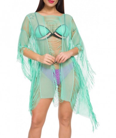 Cover-Ups Women Swimsuit Bikini Coverup Beach Dress Chiffon Swimwear Cover Up - Mesh Mint Green - CS18XW9TNRD $41.45