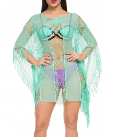 Cover-Ups Women Swimsuit Bikini Coverup Beach Dress Chiffon Swimwear Cover Up - Mesh Mint Green - CS18XW9TNRD $41.45