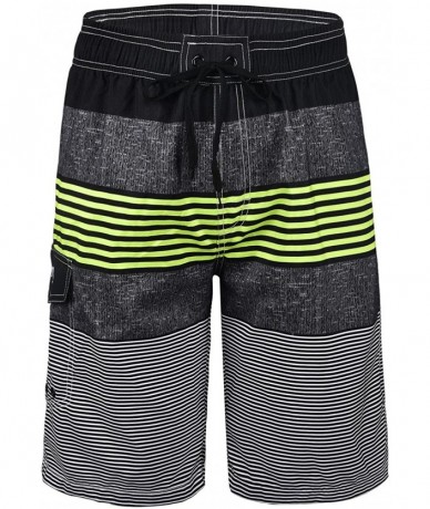 Board Shorts Men's Surf Quick Dry Swim Trunks with Drawsting - Striped Lemon(one Pocket) - CN182YII7AT $33.01