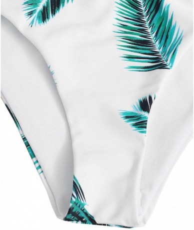 Sets Women's Sexy Swimsuit Leaf Print Padded Bathing Suits Adjustable Straps Bikini Set - Blue - CL199U5UT47 $33.87