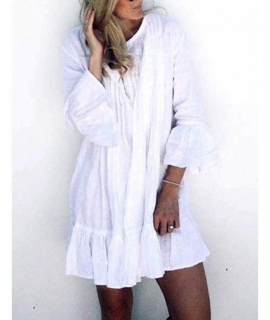 Cover-Ups Summer Loose Beach Shirt Dress Swimsuit Bikini Cover Ups for Women - C-white - CY18ZUOMEH3 $42.86