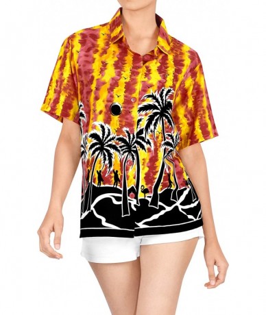 Cover-Ups Women's Plus Size Summer Tropical Hawaiian Beach Shirt Swimwear Printed - Spooky Red_x102 - CF183MH82XW $31.60