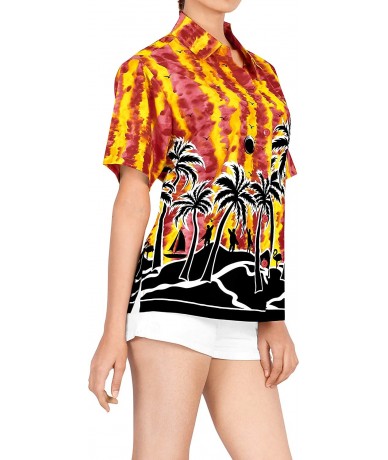 Cover-Ups Women's Plus Size Summer Tropical Hawaiian Beach Shirt Swimwear Printed - Spooky Red_x102 - CF183MH82XW $31.60