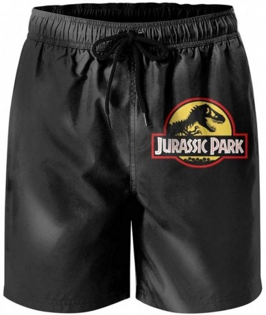 Board Shorts Mens Shorts Jurassic-Park-Logo- Polyester Beach Shorts Swim - White-112 - CR19C4XO7KT $45.03