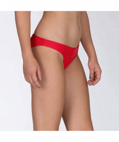 Tankinis Women's Quick Dry Compression Solid Bikini Bottom - Speed Red - CL189QQ95D7 $59.24