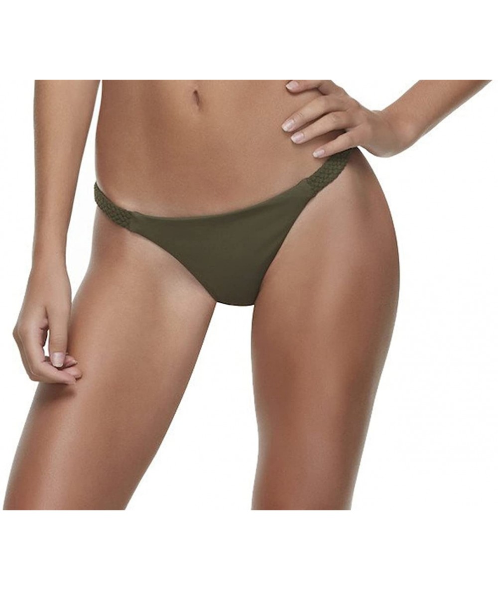 Bottoms Women's Seamless Reversible Flat Braided Cheeky Bottom - Olive - CG18CY438YH $40.77