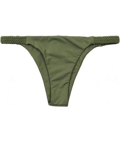 Bottoms Women's Seamless Reversible Flat Braided Cheeky Bottom - Olive - CG18CY438YH $40.77