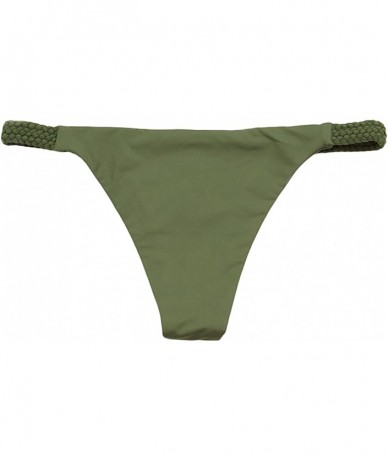 Bottoms Women's Seamless Reversible Flat Braided Cheeky Bottom - Olive - CG18CY438YH $40.77