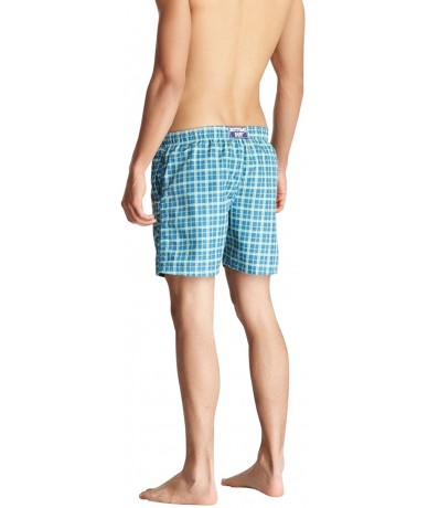 Trunks Men's Surf Swim Trunks - Green/Blue Plaid - CT11F1RUJTV $24.48