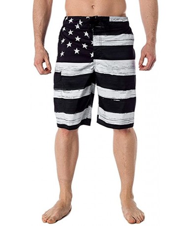 Board Shorts Men Swim Trunks Patriotic American Flag Print Independance Day Inspired Board Denim Puerto Rico Shorts Pants - B...