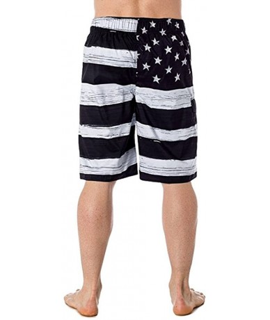 Board Shorts Men Swim Trunks Patriotic American Flag Print Independance Day Inspired Board Denim Puerto Rico Shorts Pants - B...