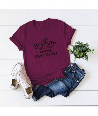 Tops Letter Print Oversized Short Sleeve Women's Shirt - M-wine - CN196453AXM $25.46