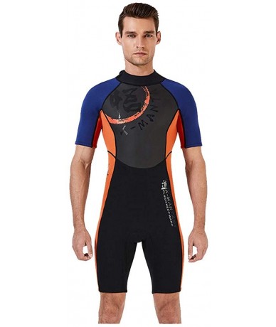 Rash Guards Men's Quick Dry Rash guard UV Sun Protection Swim Shirts Snorkeling Diving Coverall Suit - Orange - C2194XN3I6N $...