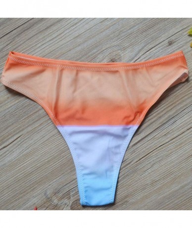 Tankinis Sexy Woman Rainbow Print Bikini Thongs Bathing Beach Wear Swimming Bottoms-Summer Beach Vacation Bathing Swimming Su...