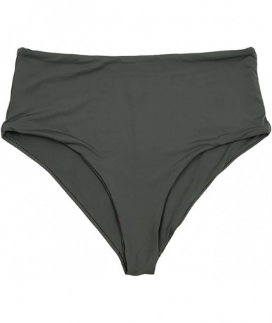 Tankinis Women's Seamless Moderate Coverage High Waist Bottom - Dark Silver - C218CYD0EZZ $47.79