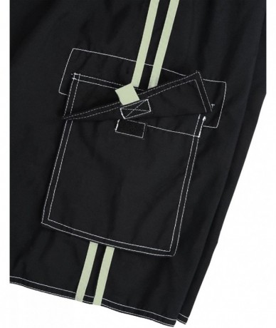 Board Shorts Men's Beachwear Board Shorts Quick Dry with Mesh Lining Swim Trunks - Black(with Green Straps) - CS12O6OAEJJ $34.56