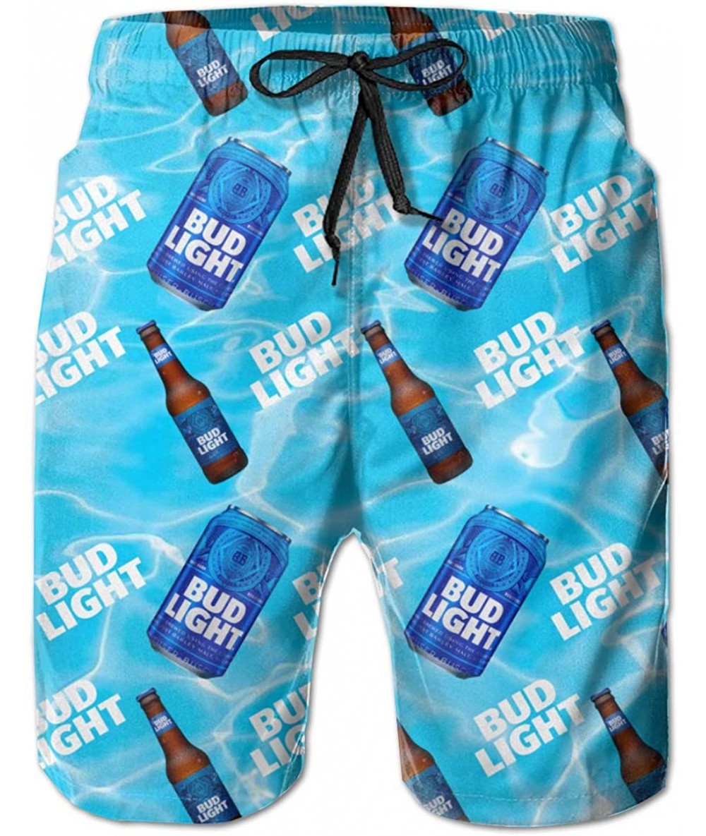 Board Shorts Mens Swim Trunks Bud Light Swimtrunks Summer Cool Quick Dry Board Shorts Bathing Suit with Side Pockets Mesh Lin...