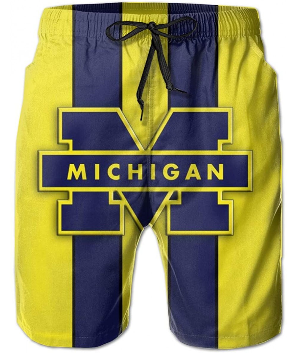 Board Shorts Men's Quick Dry Swim Shorts with Mesh Lining Swimwear Bathing Suits Leisure Shorts - Michigan Wolverines-4 - CI1...