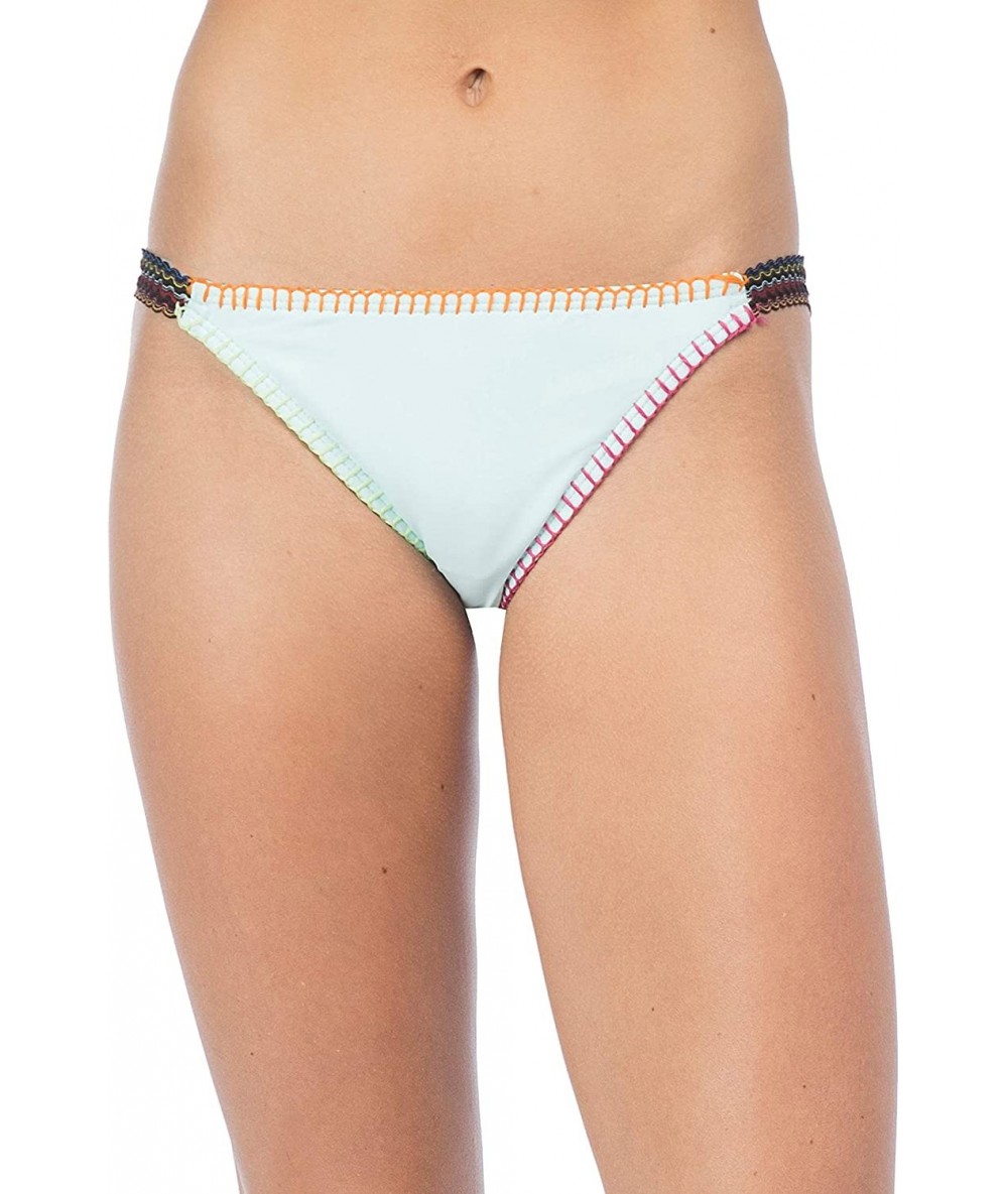 Bottoms Junior's Lets Stitch Together Elastic Bikini Bottom - Crystal Blue - CI185XSLITS $40.36