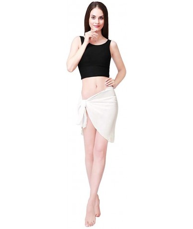 Cover-Ups Women's Sarong Skirt Chiffon Mini Beach Swimsuit Cover up Pareo Wrap - X - a Chiffon White - CS18XYLWAMN $25.15