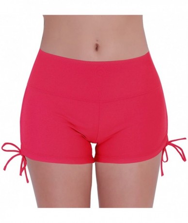 Board Shorts Women's Swim Boardshorts Beach Bikini Bottoms Short Swimwear with Side Ties - Red - CQ18Q4IKWH4 $36.43