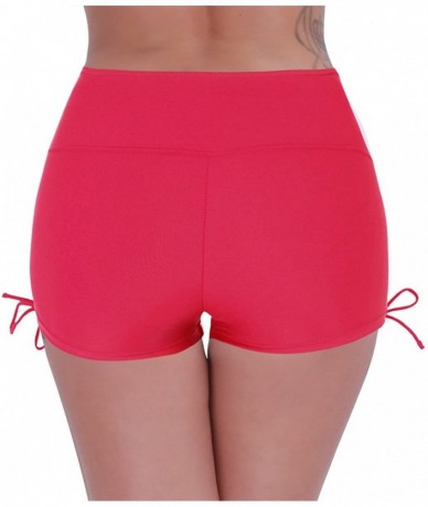 Board Shorts Women's Swim Boardshorts Beach Bikini Bottoms Short Swimwear with Side Ties - Red - CQ18Q4IKWH4 $36.43