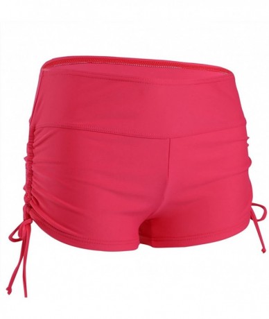 Board Shorts Women's Swim Boardshorts Beach Bikini Bottoms Short Swimwear with Side Ties - Red - CQ18Q4IKWH4 $36.43