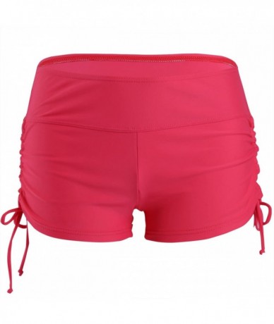 Board Shorts Women's Swim Boardshorts Beach Bikini Bottoms Short Swimwear with Side Ties - Red - CQ18Q4IKWH4 $36.43