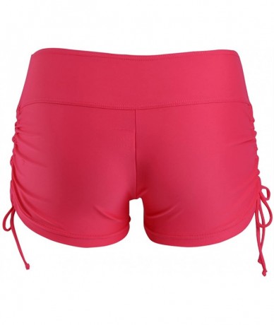 Board Shorts Women's Swim Boardshorts Beach Bikini Bottoms Short Swimwear with Side Ties - Red - CQ18Q4IKWH4 $36.43