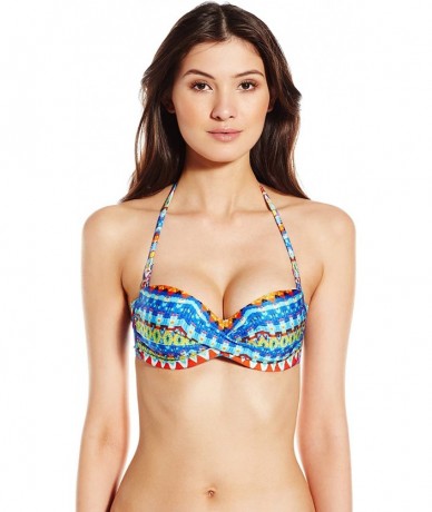 Tops Women's Tribal Beach Underwire Push-up Bandeau Bikini Top - Multi - CW12992I9V3 $80.81