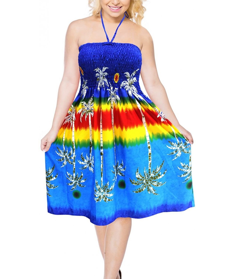 Cover-Ups Women's Midi Bohemian Tube Dress Boho Dress Summer Beachwear Printed C - Blue_m712 - C2182KILQ4G $35.82