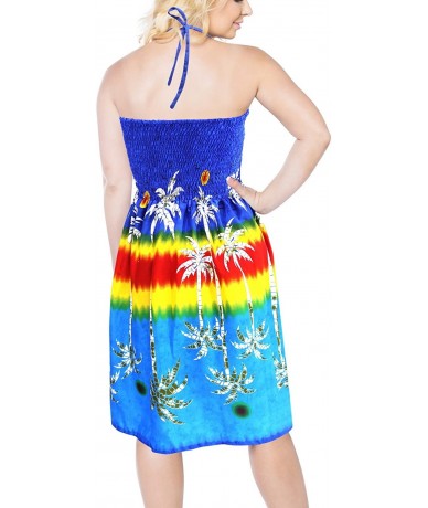 Cover-Ups Women's Midi Bohemian Tube Dress Boho Dress Summer Beachwear Printed C - Blue_m712 - C2182KILQ4G $35.82