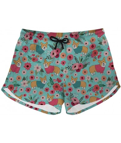 Board Shorts Women's Athletic Beach Shorts Boardshorts Casual Summer Quick Dry Swim Trunks - Corgi Dog - C9194RYURNE $31.49