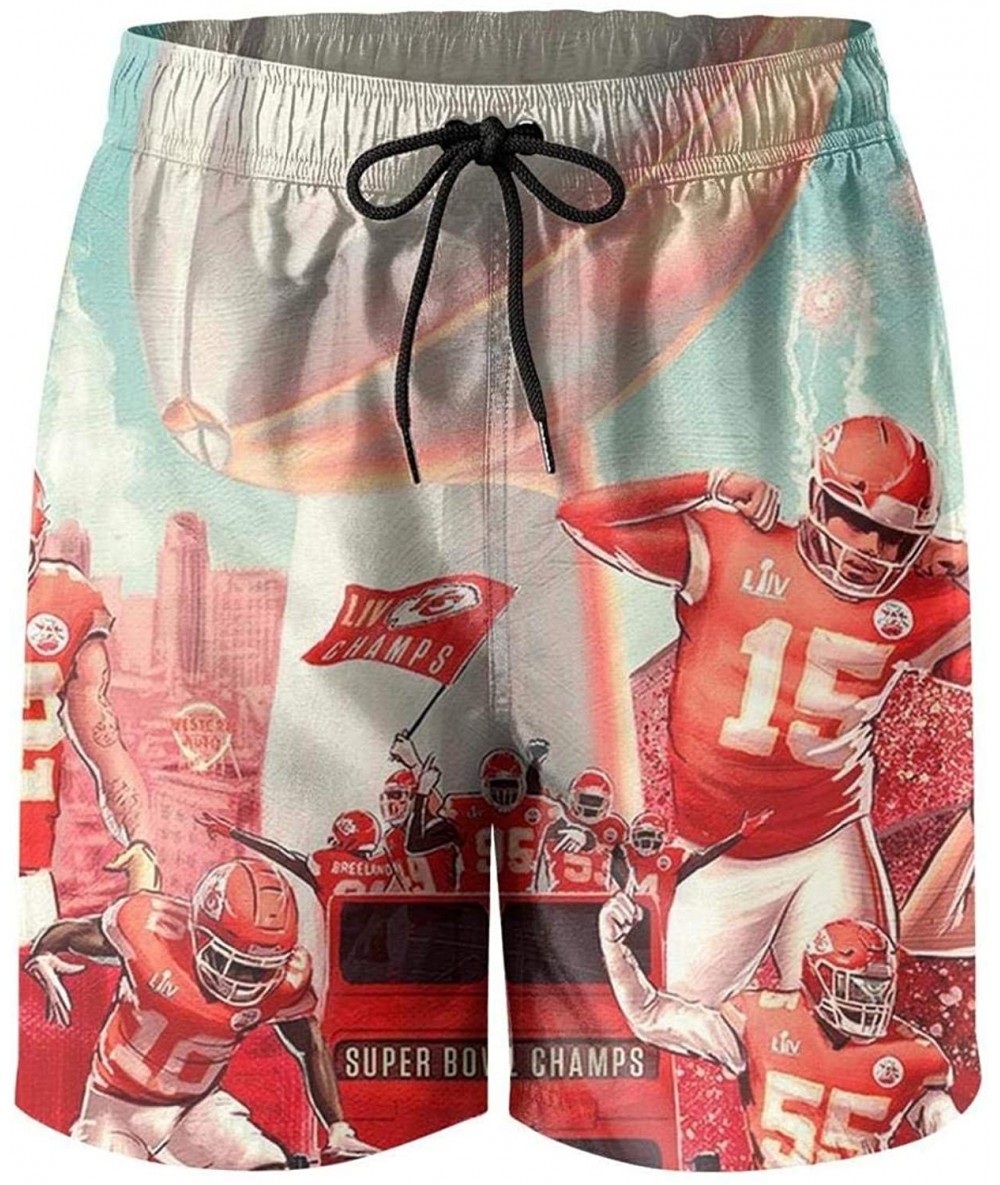 Board Shorts Adjustable Mens Quick Dry Swimming Trunks with Pockets Beach Board Shorts with Mesh Lining - Kansas City Chiefs-...