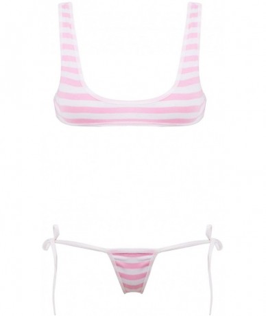 Sets Women Strawberry Micro Monokini Bikini Mini Slingshot Swimsuit Extreme Beachwear - Pink&white K - C419DA0YQ2G $31.25