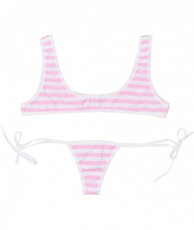 Sets Women Strawberry Micro Monokini Bikini Mini Slingshot Swimsuit Extreme Beachwear - Pink&white K - C419DA0YQ2G $31.25