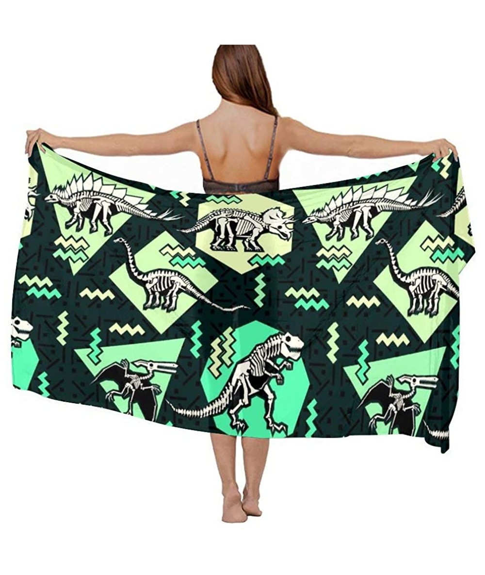 Cover-Ups Women Fashion Shawl Wrap Summer Vacation Beach Towels Swimsuit Cover Up - Dinosaur Bones - C7196TY90GM $45.21