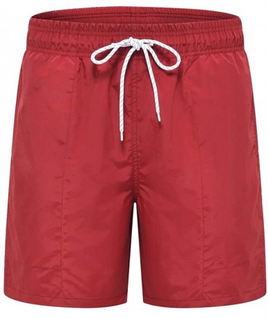 Trunks Fashion Short Men's Swim Trunks Boardshorts Quick Dry Beach Wear Shorts with Mesh Lining - Wine Red - C218SKSEQO8 $33.83