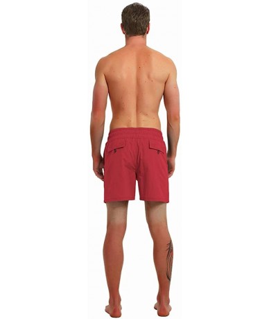 Trunks Fashion Short Men's Swim Trunks Boardshorts Quick Dry Beach Wear Shorts with Mesh Lining - Wine Red - C218SKSEQO8 $33.83