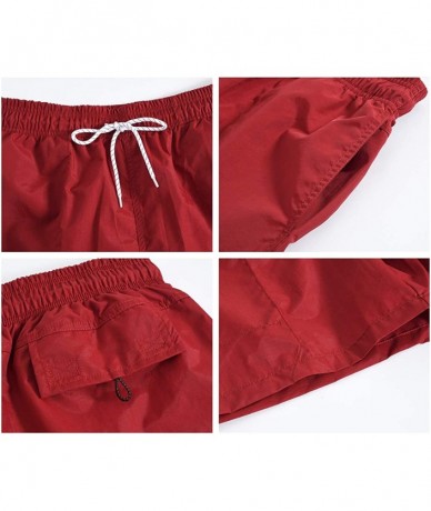 Trunks Fashion Short Men's Swim Trunks Boardshorts Quick Dry Beach Wear Shorts with Mesh Lining - Wine Red - C218SKSEQO8 $33.83