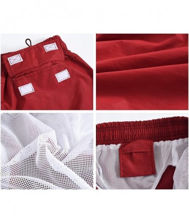 Trunks Fashion Short Men's Swim Trunks Boardshorts Quick Dry Beach Wear Shorts with Mesh Lining - Wine Red - C218SKSEQO8 $33.83