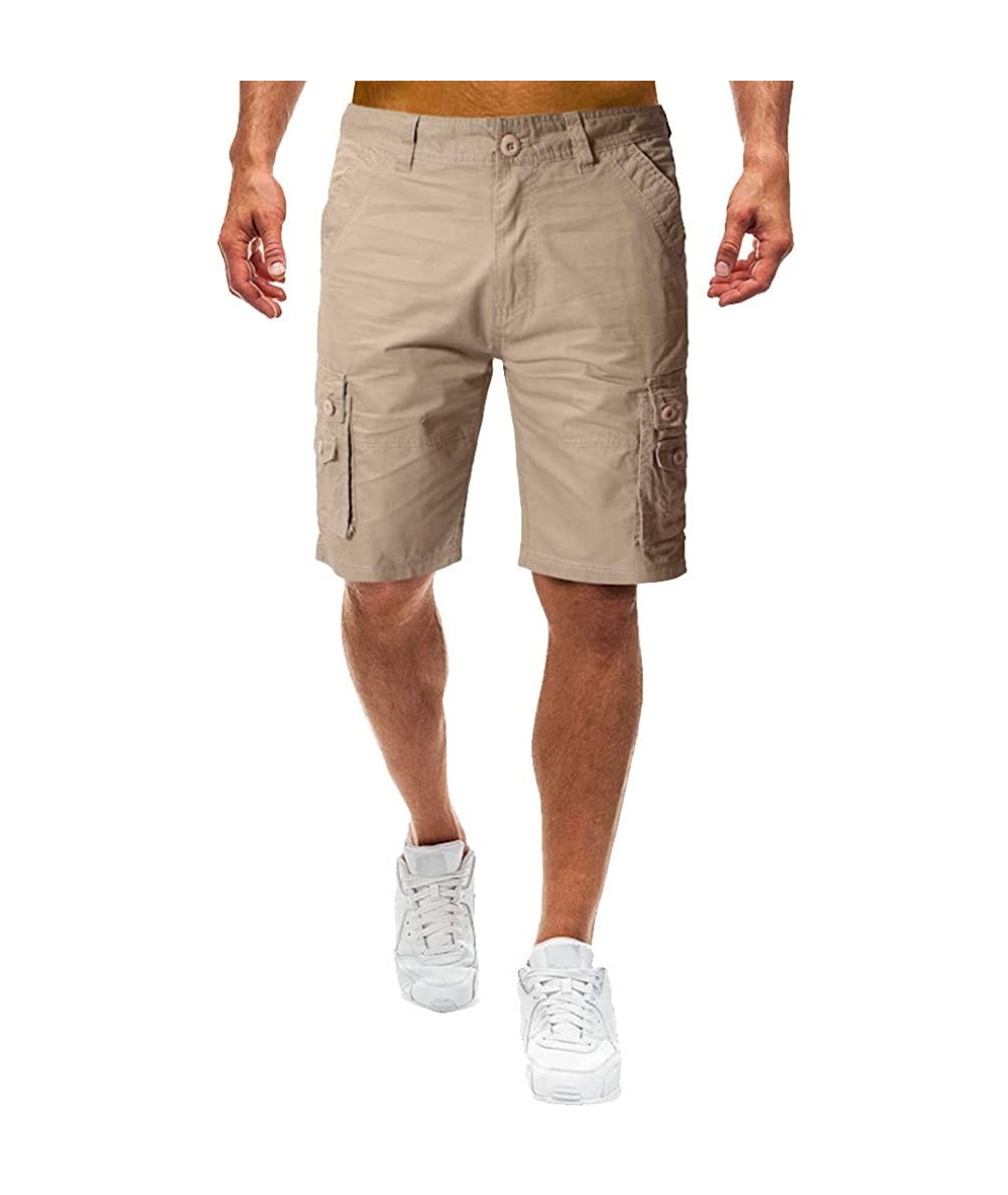 Briefs Men's Relaxed Fit Multi-Pocket Outdoor Cargo Short Athletic Durable Big & Tall Side Hiker Short Boxer Brief - Khaki - ...