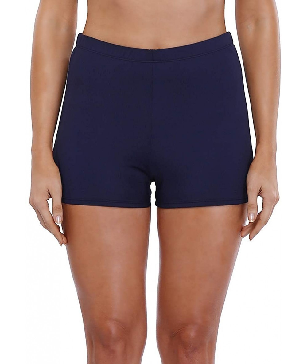 Board Shorts Women's Stretch Swim Bottom Sport Board Shorts Solid Tankini Shorts - Navy Basic - CU18KXC3XLN $31.68