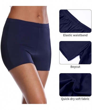 Board Shorts Women's Stretch Swim Bottom Sport Board Shorts Solid Tankini Shorts - Navy Basic - CU18KXC3XLN $31.68