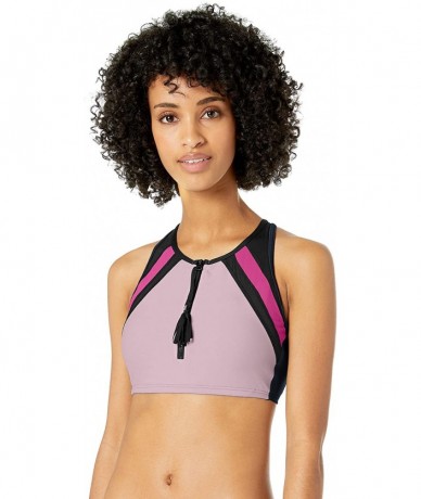 Sets Women's Racer Back Bikini Top Swimsuit - Front Hunter Sunset Pink - CR18HTHYNXE $88.85