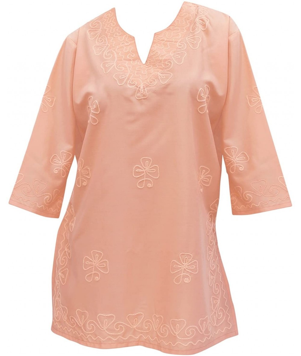 Cover-Ups Coverup Beach Bikini wear Swimsuit Kimono Dress Women Embroidered - Peach_s557 - CZ11DWT9TAJ $34.70