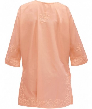 Cover-Ups Coverup Beach Bikini wear Swimsuit Kimono Dress Women Embroidered - Peach_s557 - CZ11DWT9TAJ $34.70