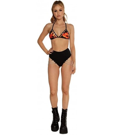 Board Shorts Women's High Waisted Rave Booty Shorts Bottoms - Chained Up - CR12M1CANPH $54.52