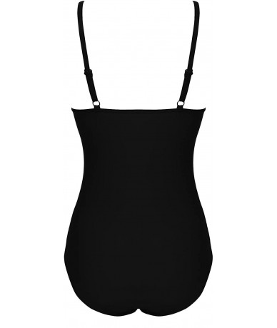 One-Pieces One Piece Swimsuit Women Tummy Control Monokini Swimwear Sexy V-Neck Bathing Suits S-XXL - Black - CF180388ZQ6 $45.35