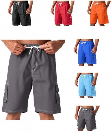 Trunks Men's Swim Trunks Quick Dry Beach Shorts Bathing Suits with Pockets - A-light Gray - C318UKRZCT3 $42.40